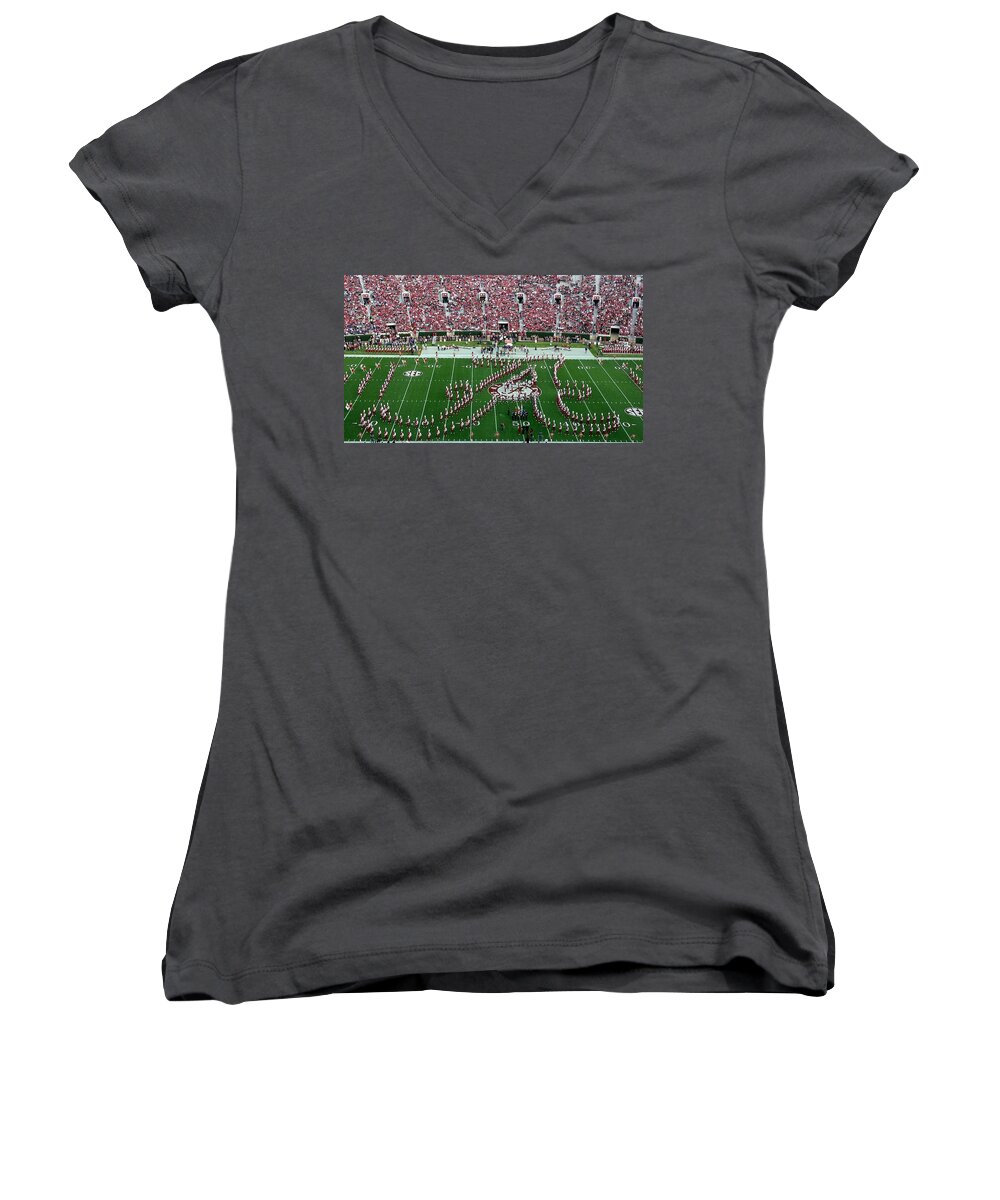 Gameday Women's V-Neck featuring the photograph Bama Script A #1 by Kenny Glover