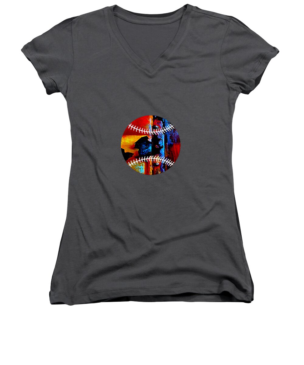 Baseball Women's V-Neck featuring the mixed media Baseball Collection #1 by Marvin Blaine