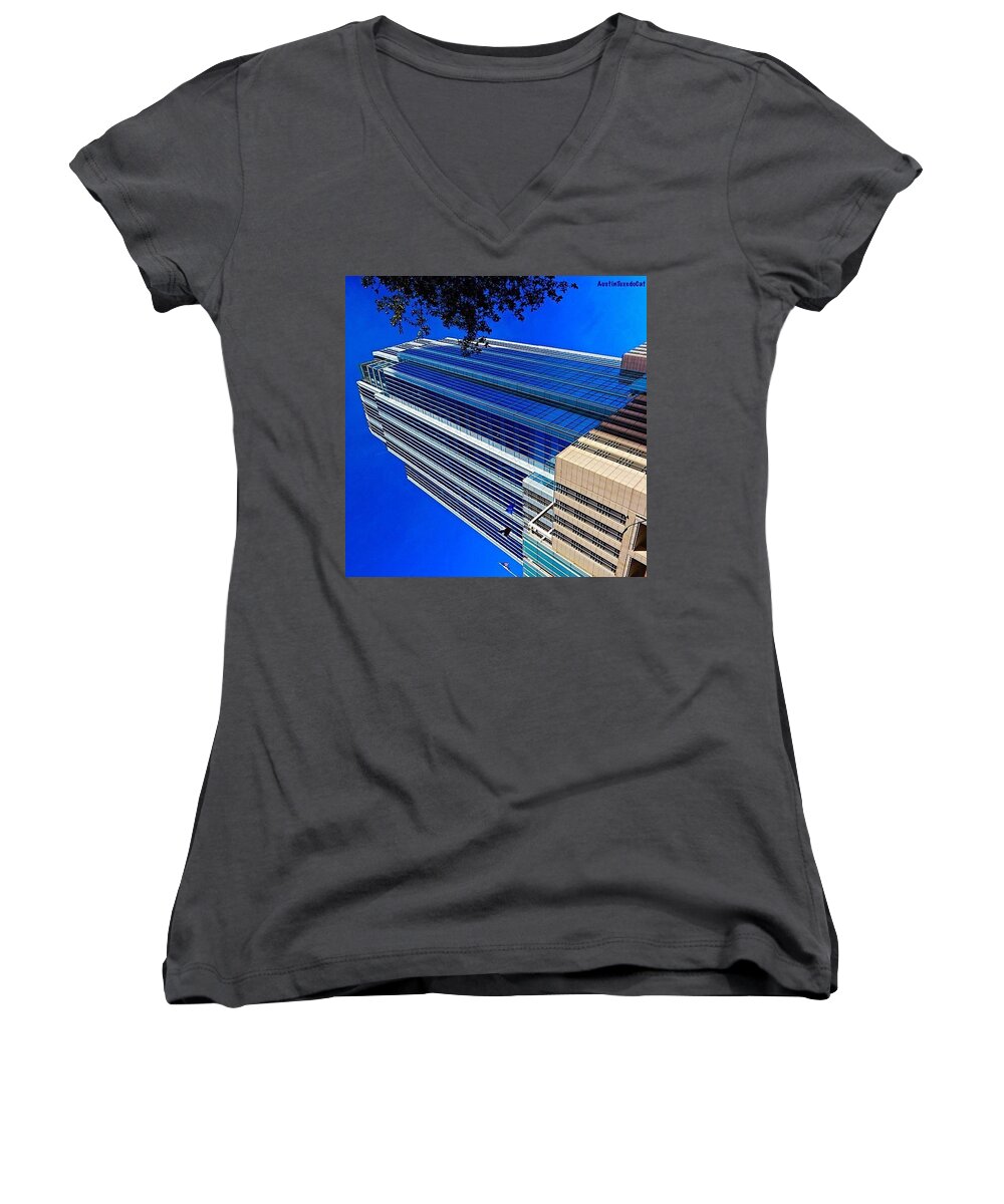 Urban Women's V-Neck featuring the photograph #blue Blue Tuesday. #bluesky And Blue #1 by Austin Tuxedo Cat