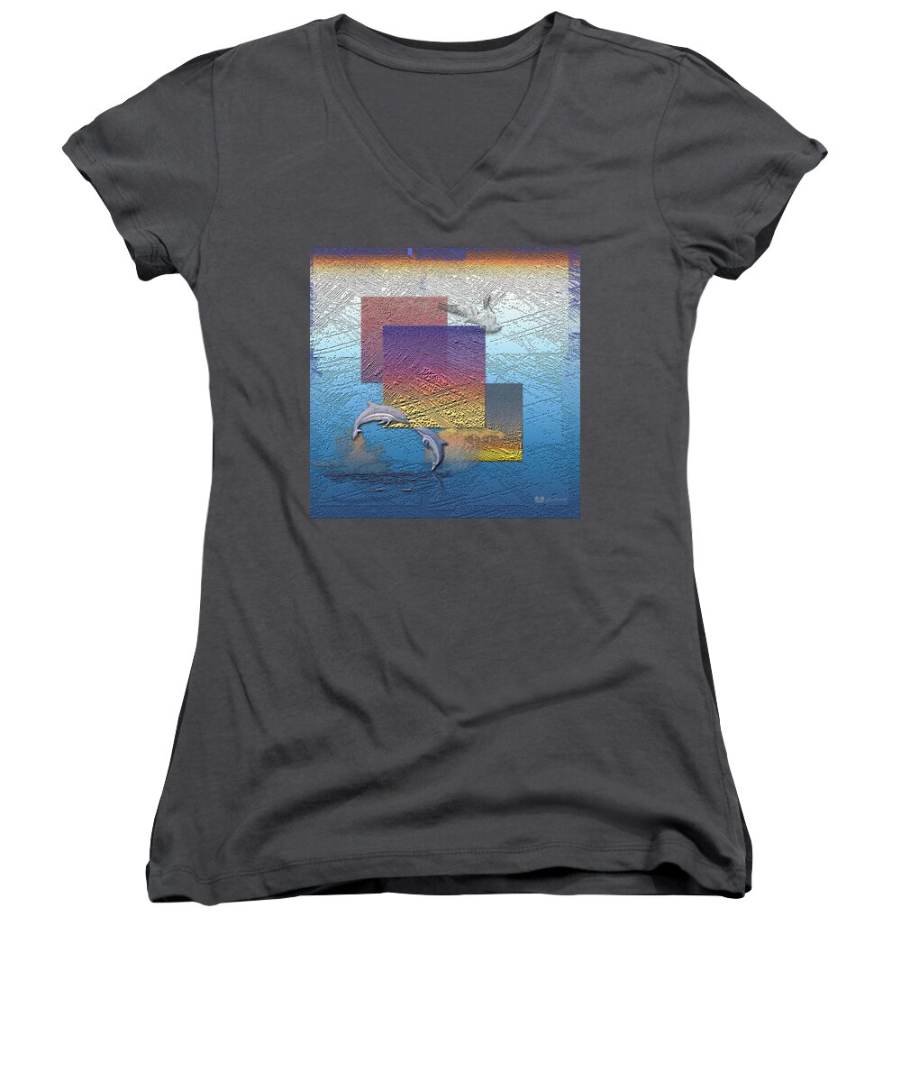 from Dusk Till Dawn Collection By Serge Averbukh Women's V-Neck featuring the photograph Blue Lagoon Sunrise #1 by Serge Averbukh