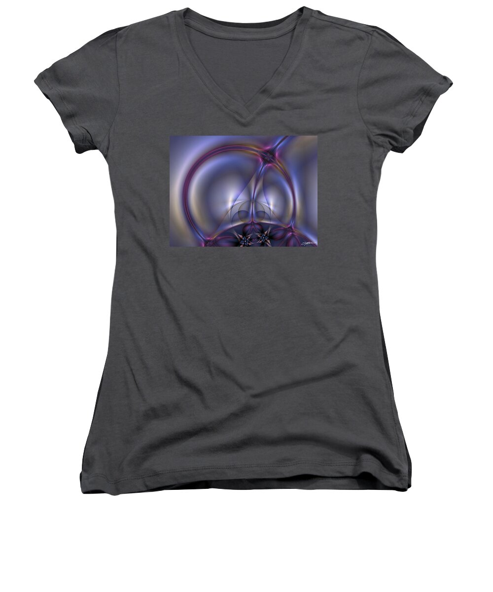 Abstract Women's V-Neck featuring the digital art Bound By Light #1 by Casey Kotas
