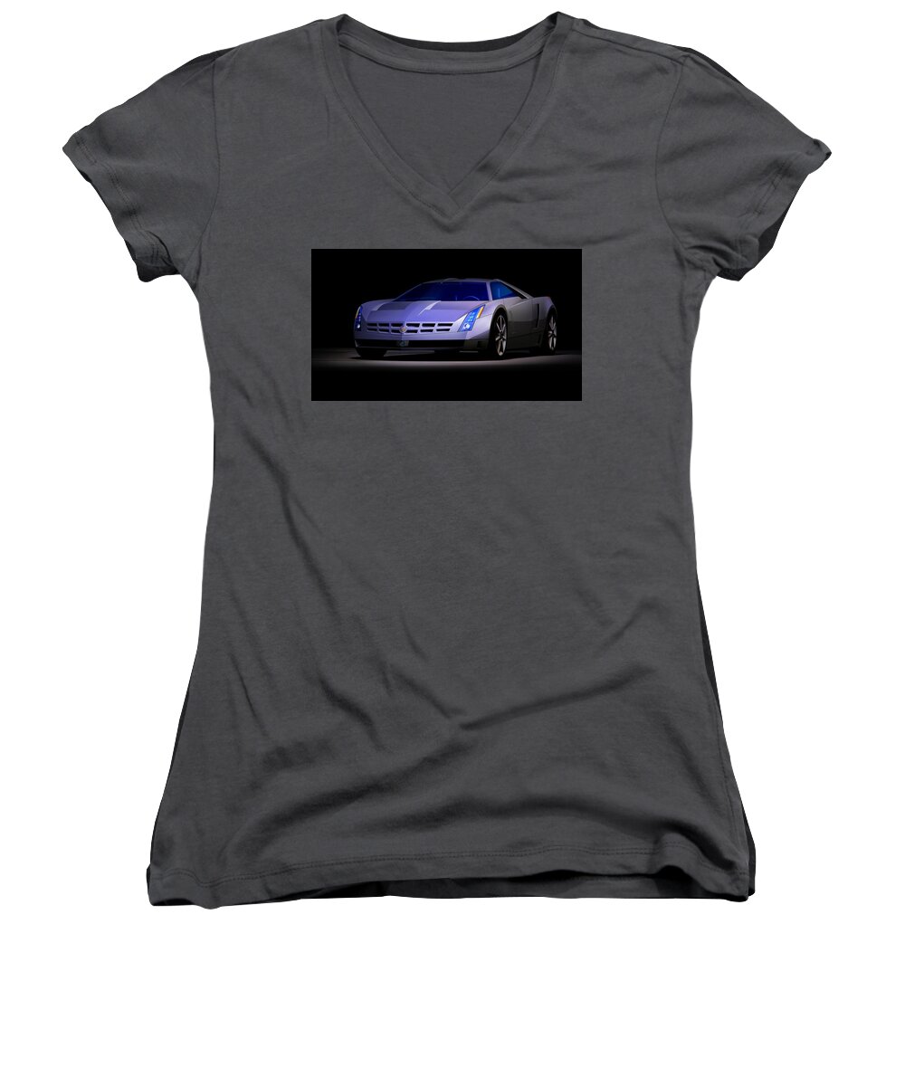 Cadillac Cien Women's V-Neck featuring the photograph Cadillac Cien #1 by Jackie Russo