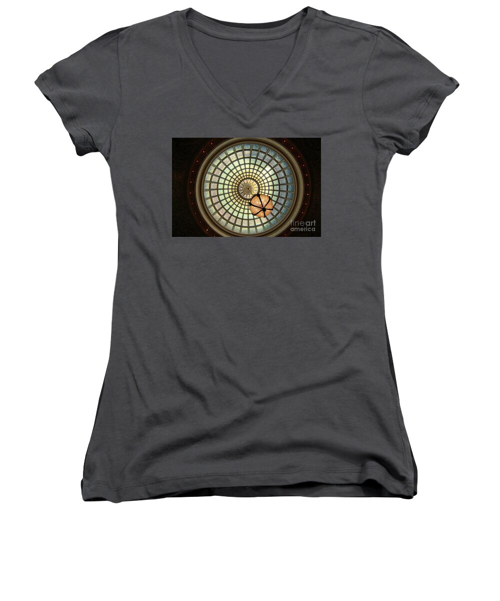 Art Women's V-Neck featuring the photograph Chicago Cultural Center Dome #1 by David Levin