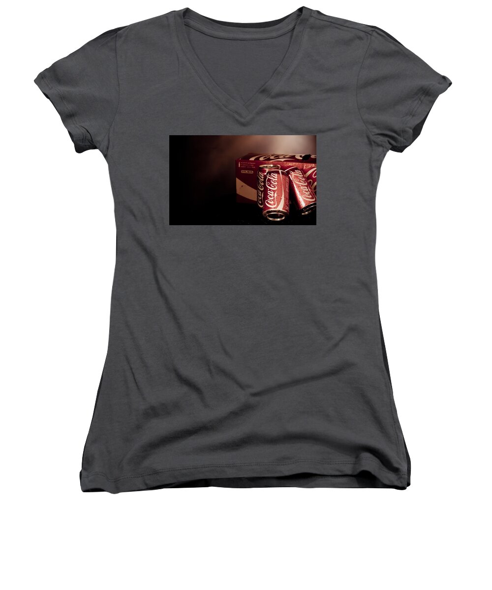 Coca Cola Women's V-Neck featuring the photograph Coca Cola #1 by Jackie Russo