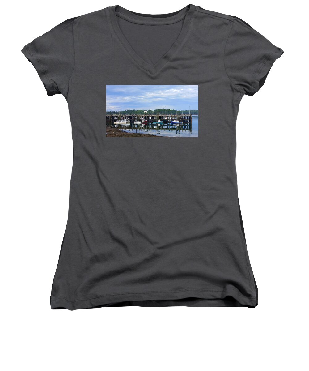 Sea Women's V-Neck featuring the photograph Fishing Boats - Beaver Harbour #2 by Michael Graham