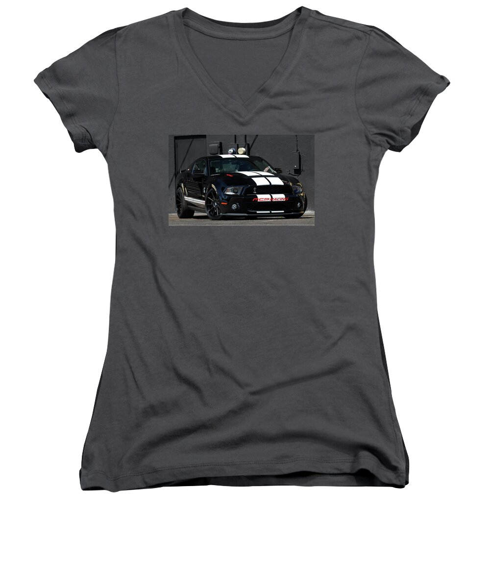 Ford Mustang Women's V-Neck featuring the photograph Ford Mustang #1 by Jackie Russo
