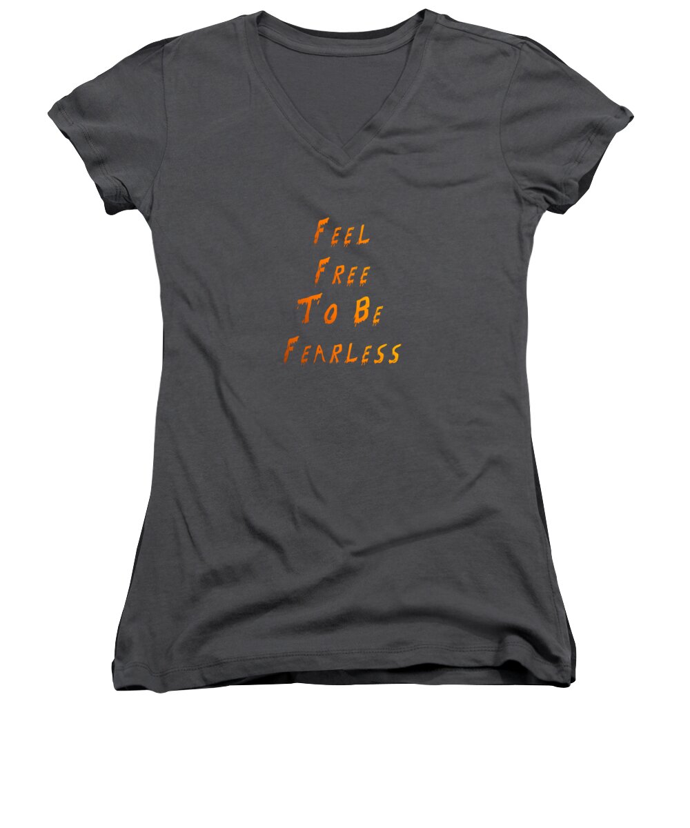 Feel Women's V-Neck featuring the digital art Free To Be Fearless by Rachel Hannah