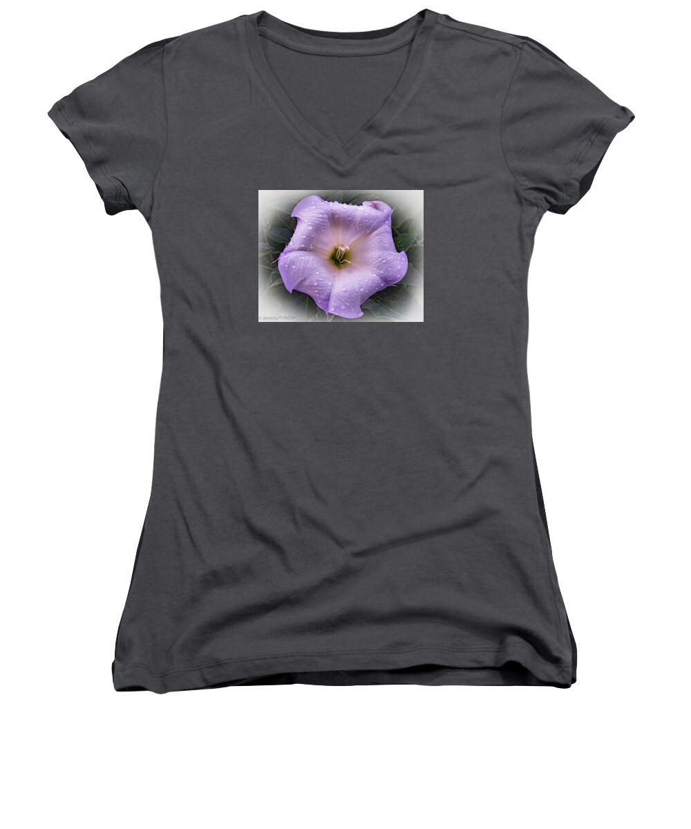 Mission Trails Women's V-Neck featuring the photograph Freshly Showered #1 by Jeremy McKay
