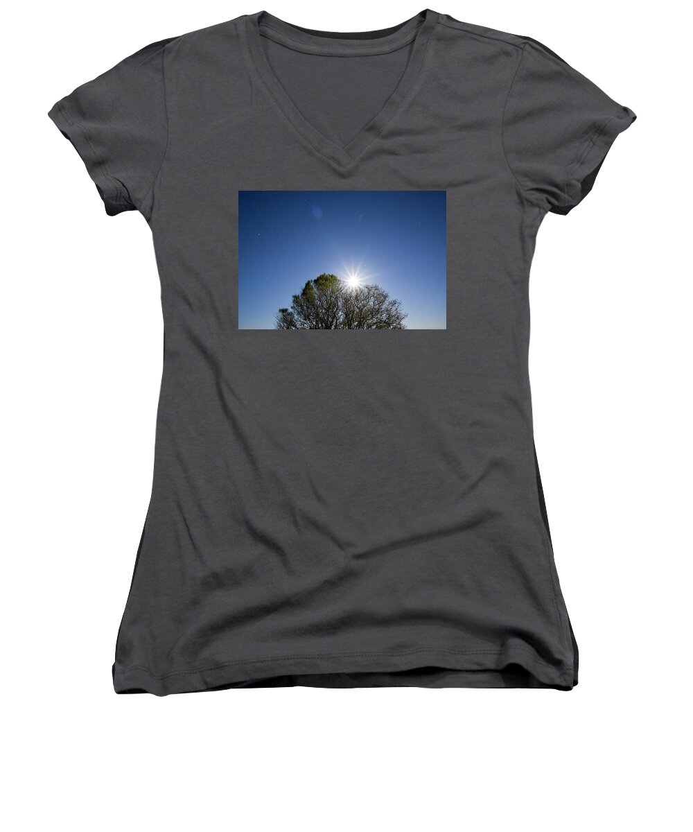 Full Moon Women's V-Neck featuring the photograph Full Moon Rising #1 by Doug Ash