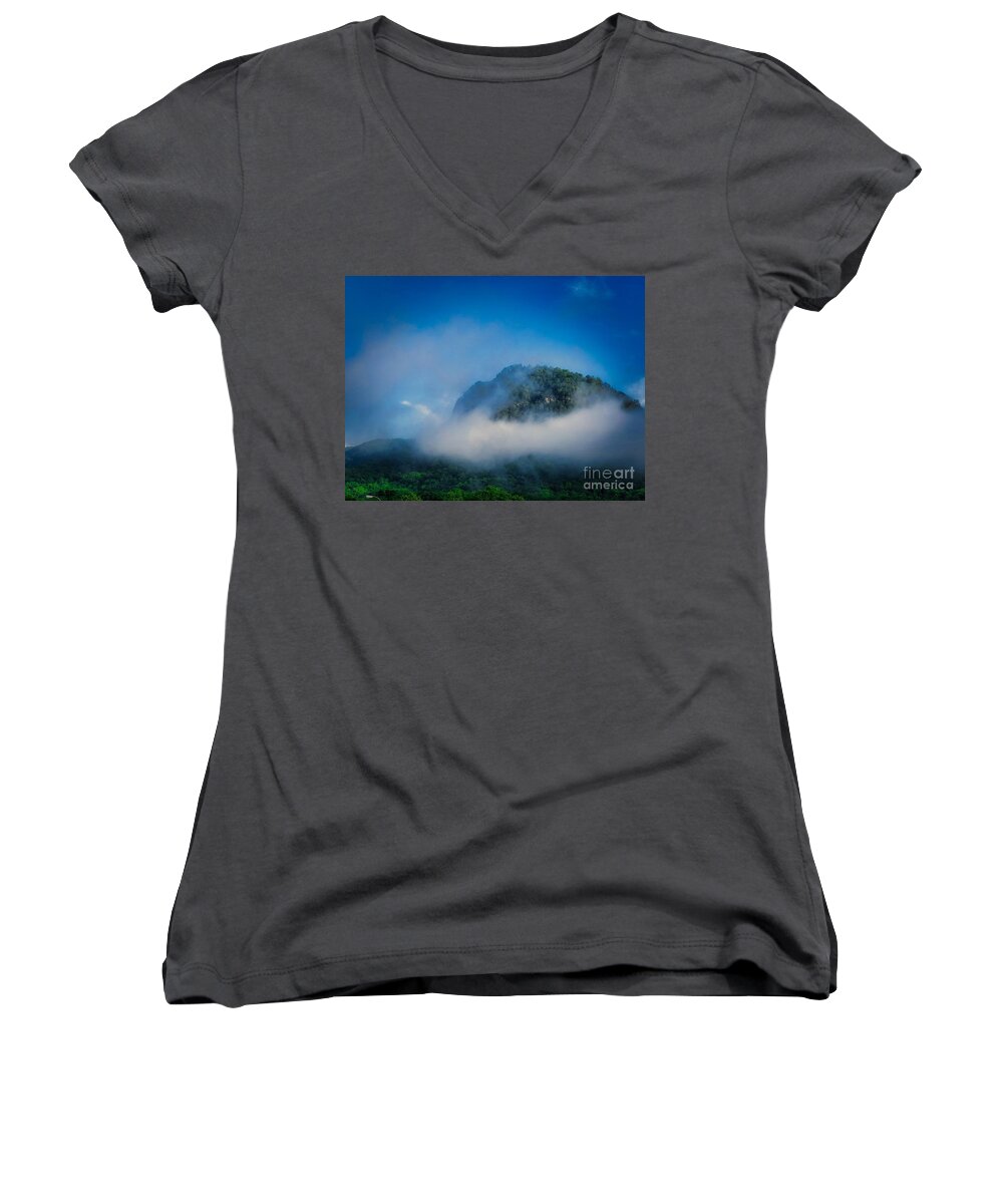 Lake Lure Women's V-Neck featuring the photograph Lake Lure #1 by Buddy Morrison