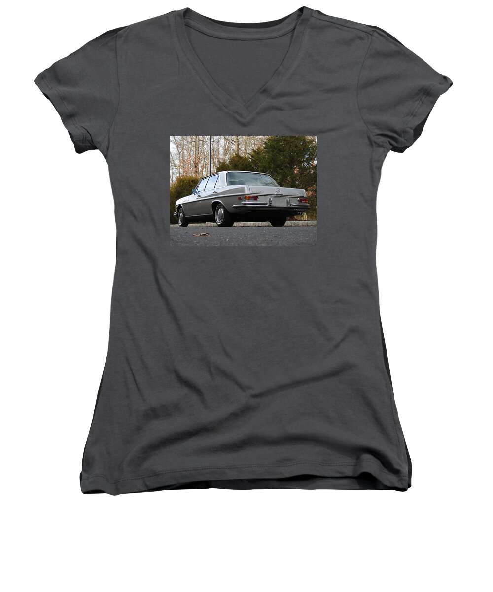 Mercedes-benz 300sel Women's V-Neck featuring the photograph Mercedes-Benz 300SEL #1 by Jackie Russo
