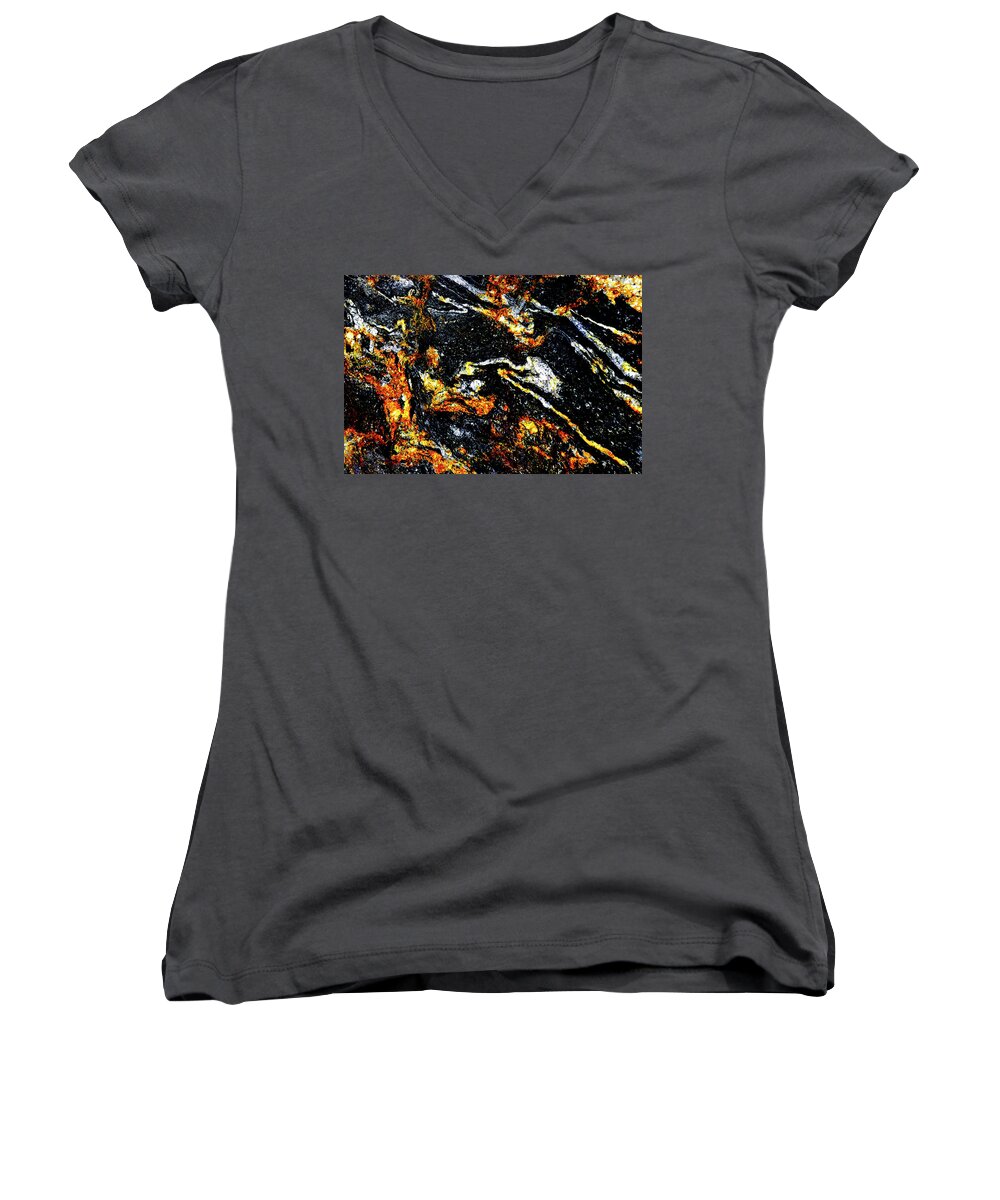 Abstract Women's V-Neck featuring the photograph Patterns in Stone - 189 #2 by Paul W Faust - Impressions of Light