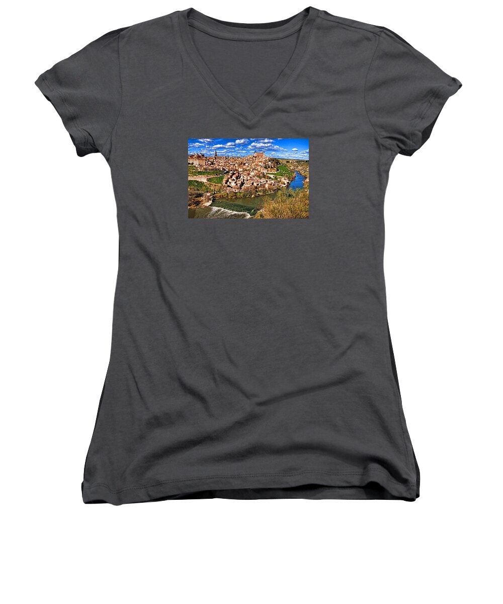 Europe Women's V-Neck featuring the photograph Spanish Toledo #1 by Dennis Cox