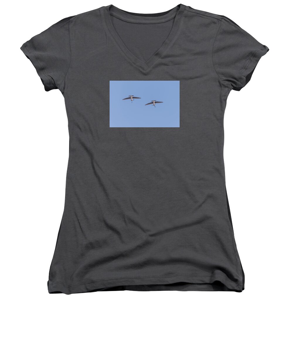 Supermarine Spitfire Mk Ia Women's V-Neck featuring the photograph Spitfires loop #1 by Gary Eason