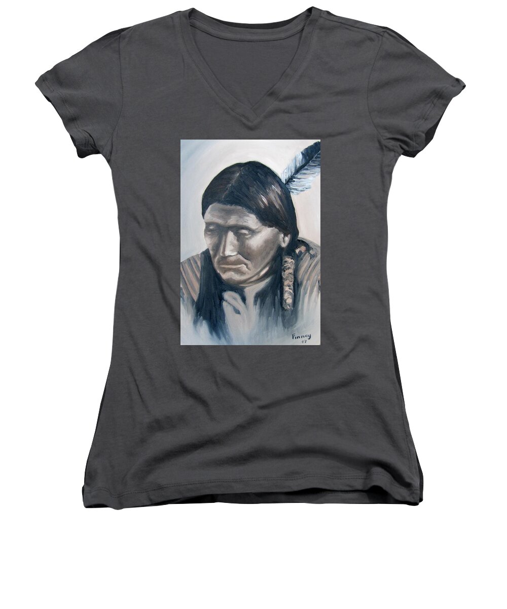 The Story Teller Women's V-Neck featuring the painting The Story Teller #1 by Michael TMAD Finney