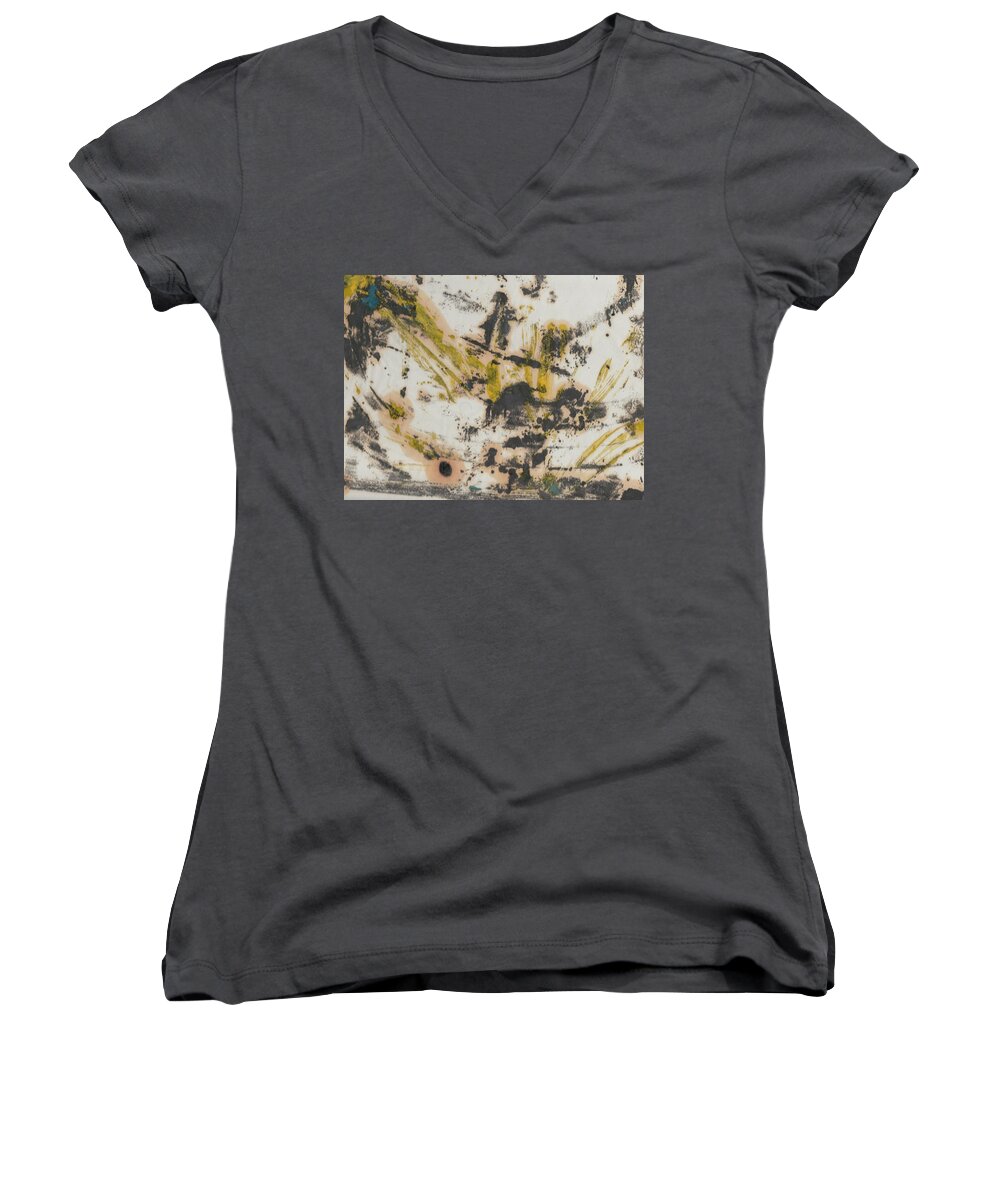 Oil Women's V-Neck featuring the painting Untitled #1 by Patrick Morgan
