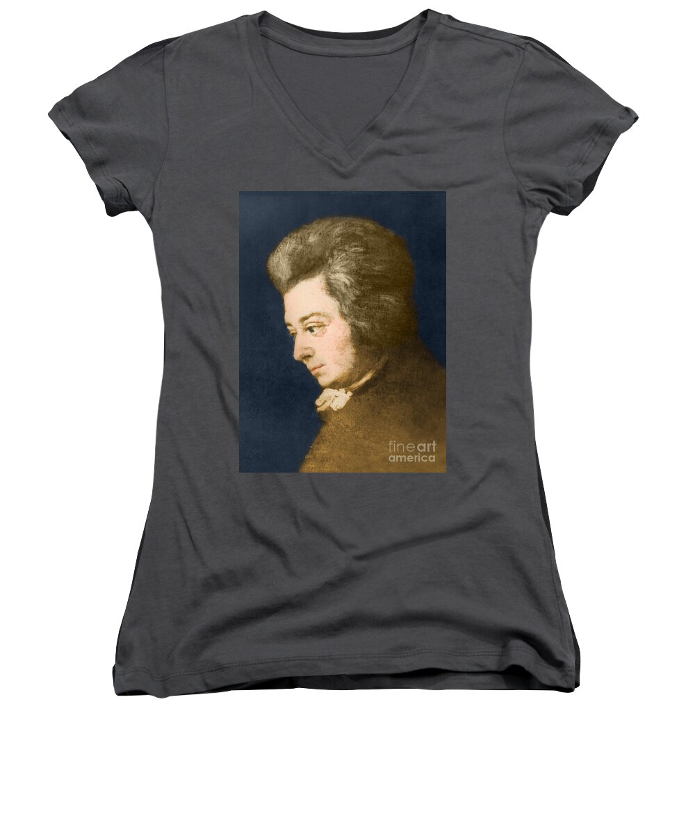 History Women's V-Neck featuring the photograph Wolfgang Amadeus Mozart, Austrian #1 by Omikron