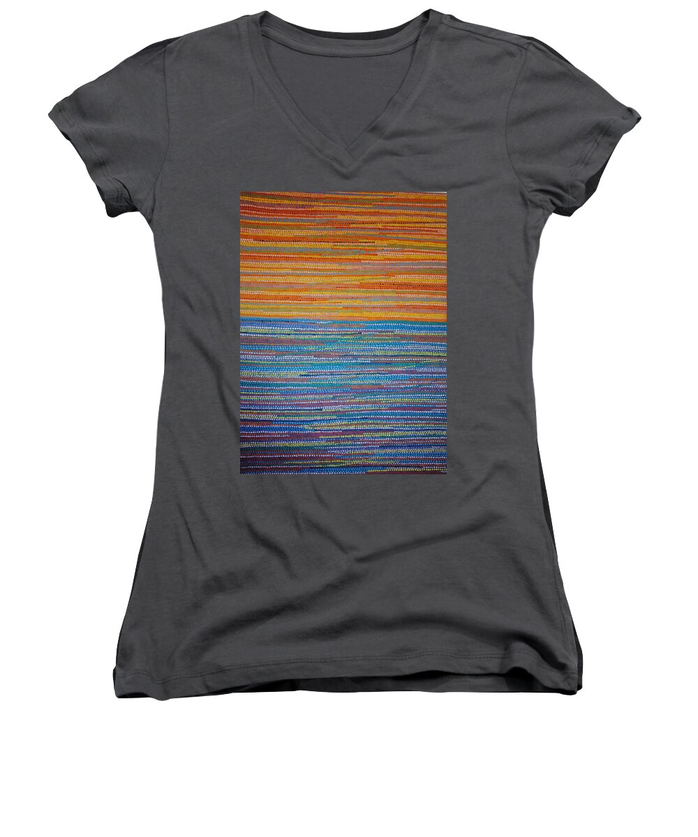 Inspirational Women's V-Neck featuring the painting Identity #10 by Kyung Hee Hogg