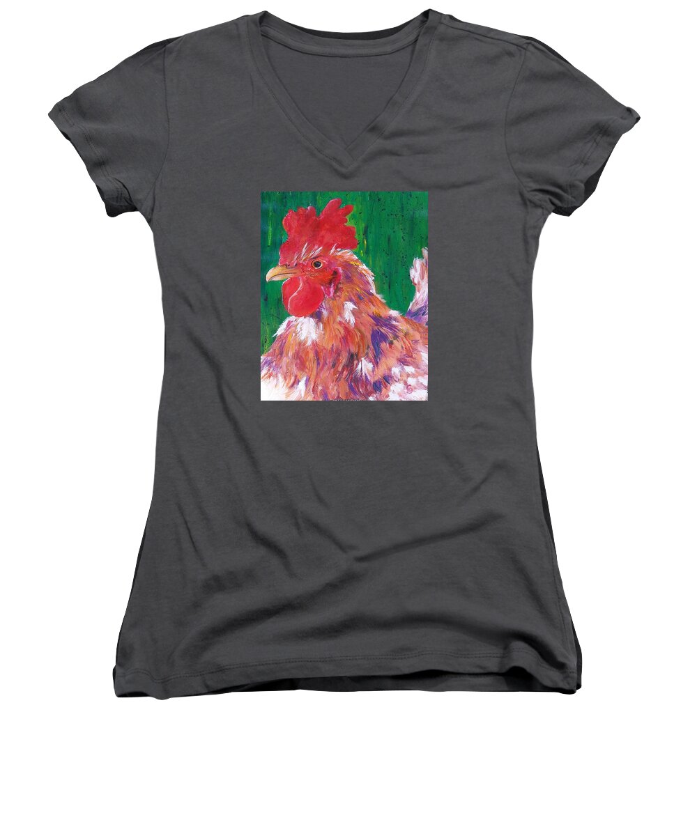 Trouble Two Women's V-Neck featuring the painting #14 Trouble Two #14 by Cheryl Nancy Ann Gordon