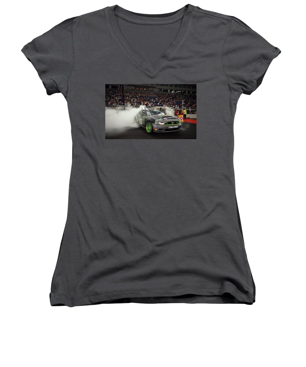 Ford Mustang Women's V-Neck featuring the photograph Ford Mustang #18 by Jackie Russo
