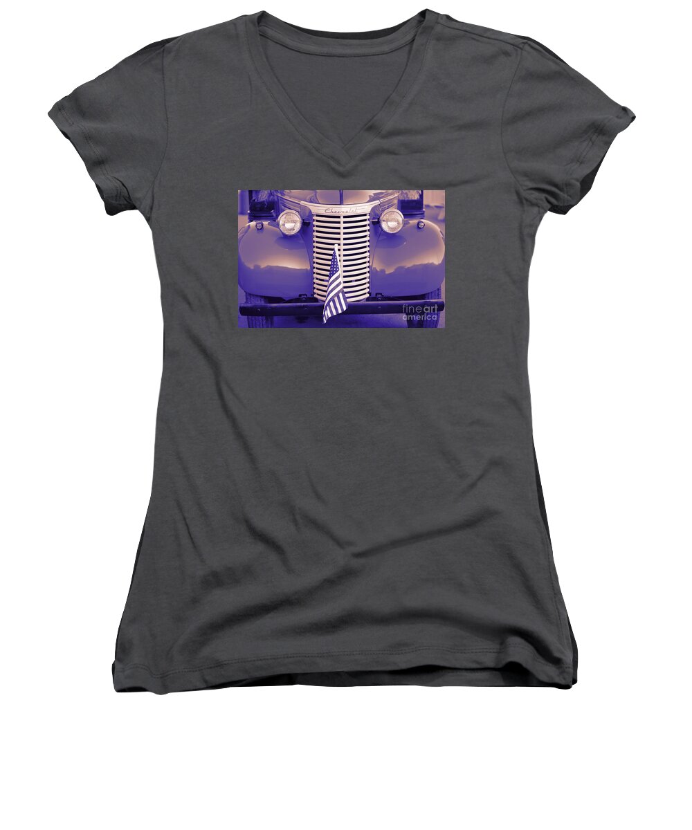 Classic Women's V-Neck featuring the photograph 1940 Chevrolet Truck #3 by George Robinson