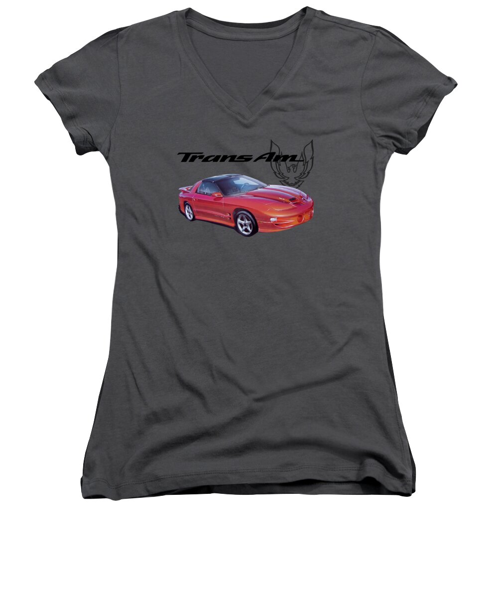 1999 Women's V-Neck featuring the digital art 1999 Trans Am by Paul Kuras