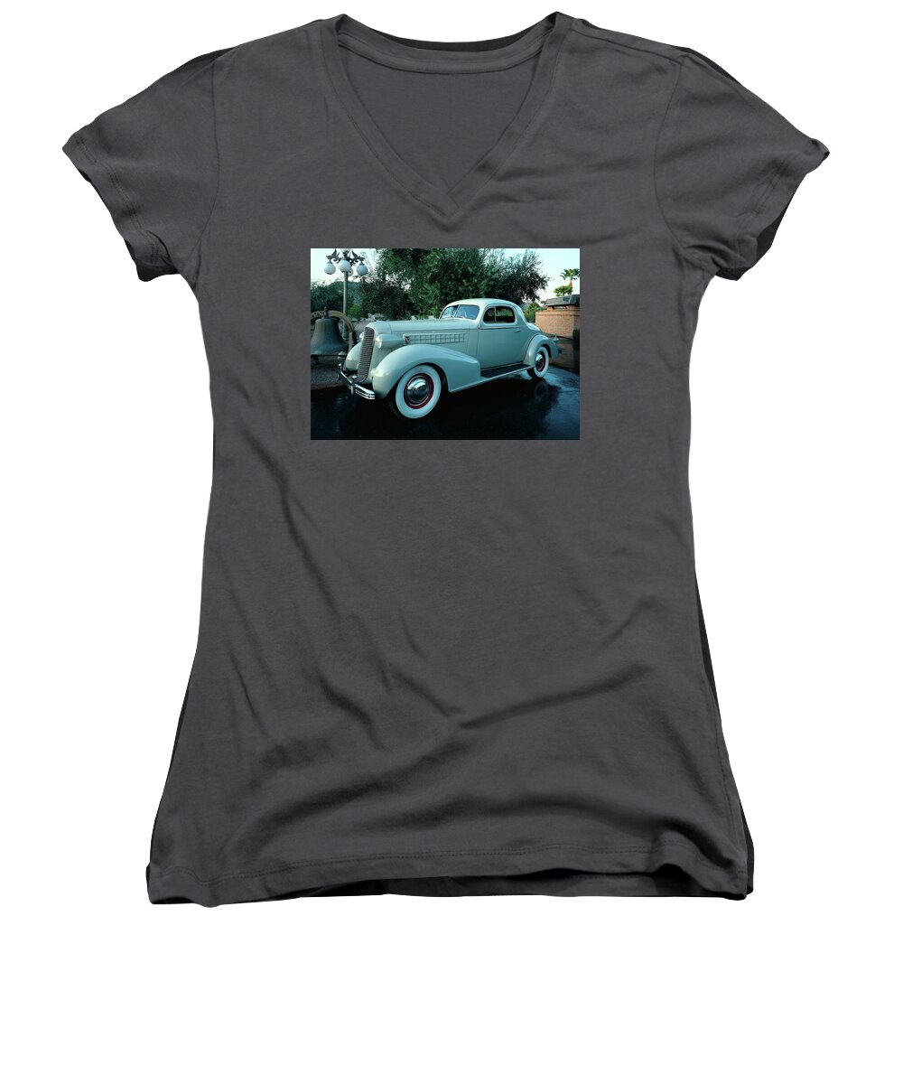 Cadillac Women's V-Neck featuring the digital art Cadillac #2 by Super Lovely