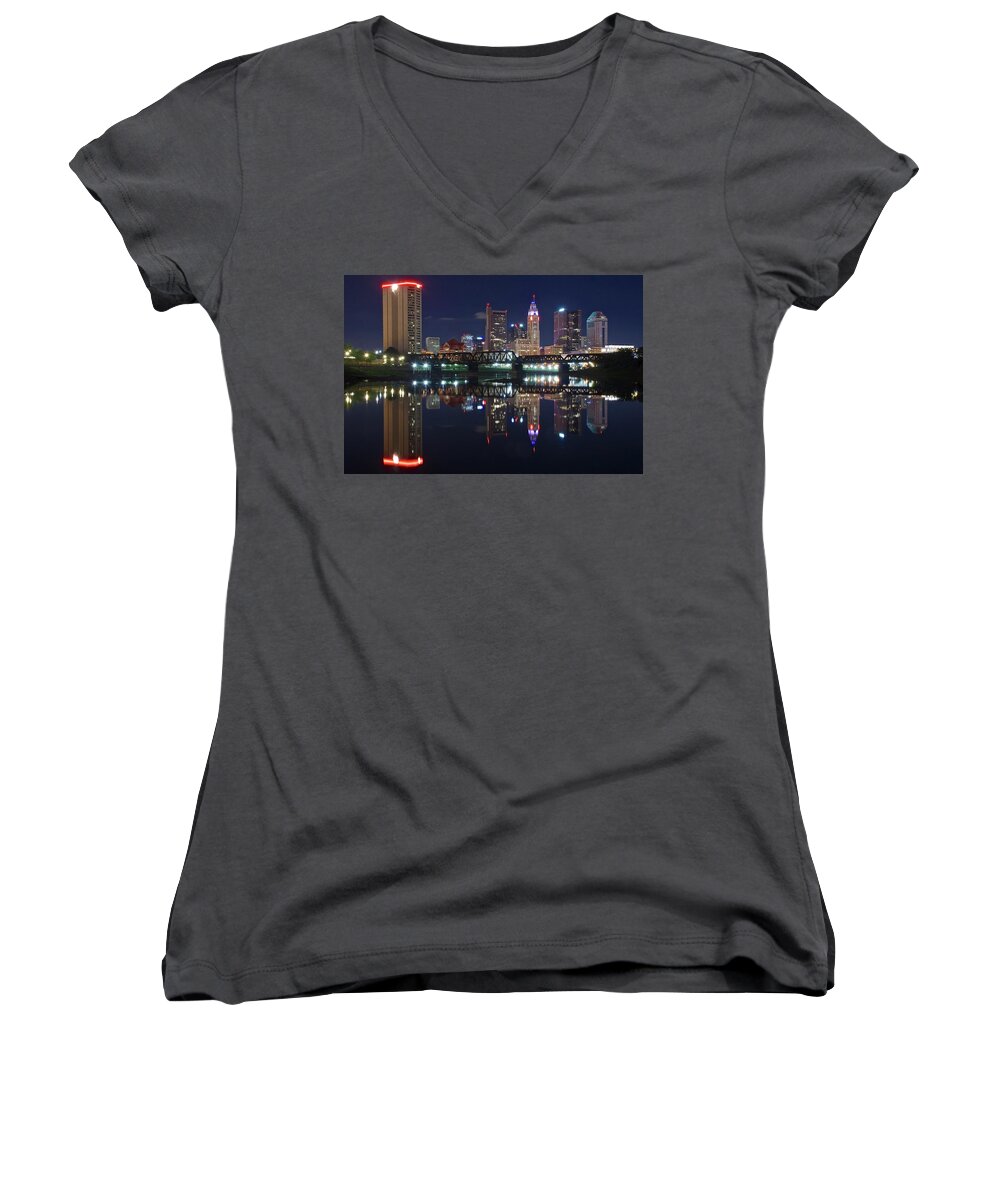 Columbus Women's V-Neck featuring the photograph Columbus Ohio #2 by Frozen in Time Fine Art Photography