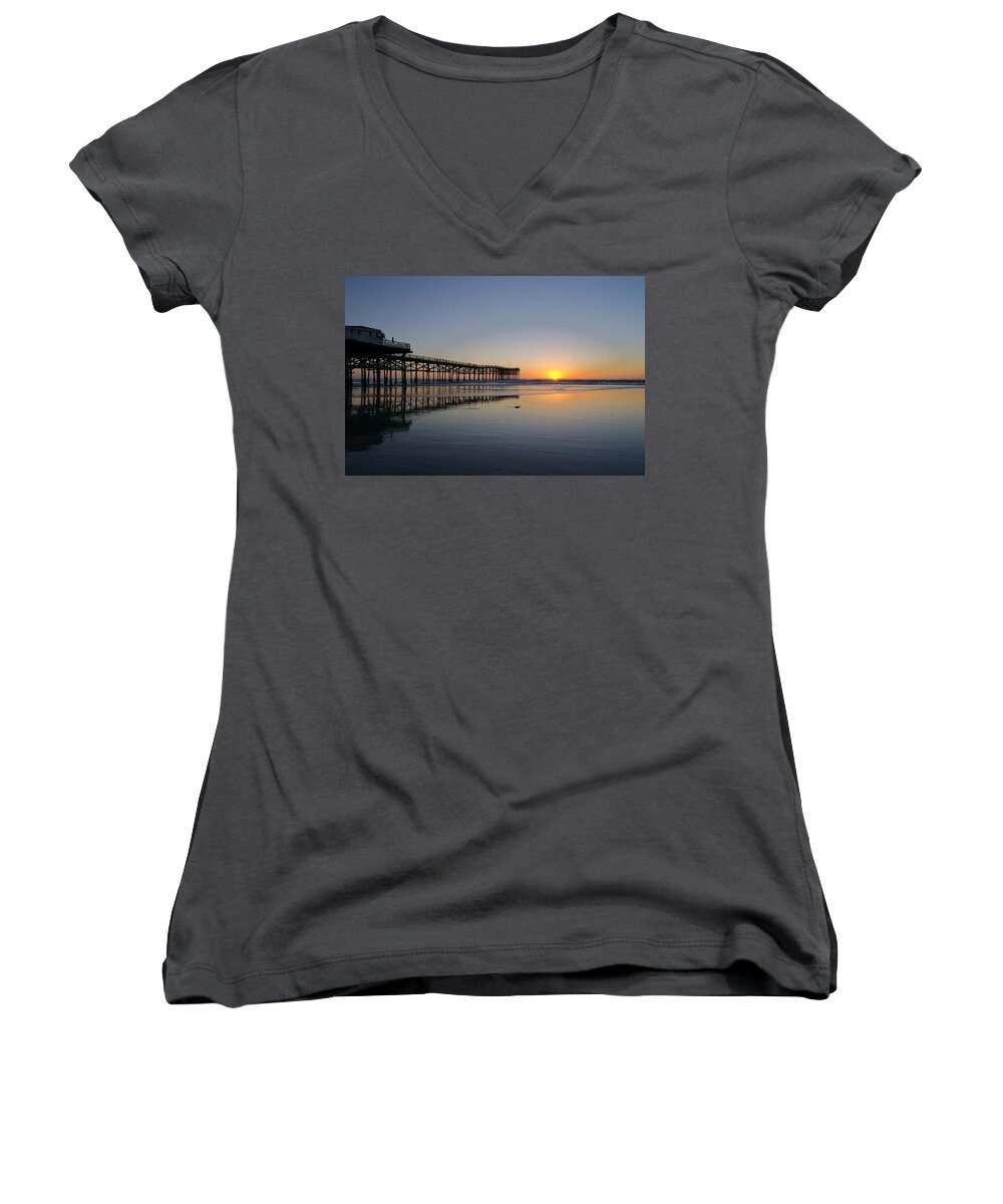San Diego Women's V-Neck featuring the photograph Crystal Pier #2 by Jeffrey Ommen