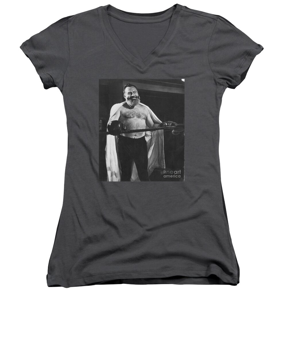 1944 Women's V-Neck featuring the photograph Ernest Hemingway #1 by Granger