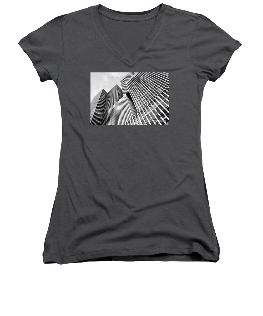 Rotterdam Women's V-Neck featuring the photograph Low angle view of a huge skyscraper #2 by Patricia Hofmeester
