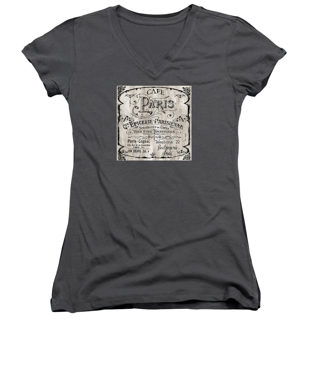 Bistro Women's V-Neck featuring the painting Paris Bistro #2 by Mindy Sommers