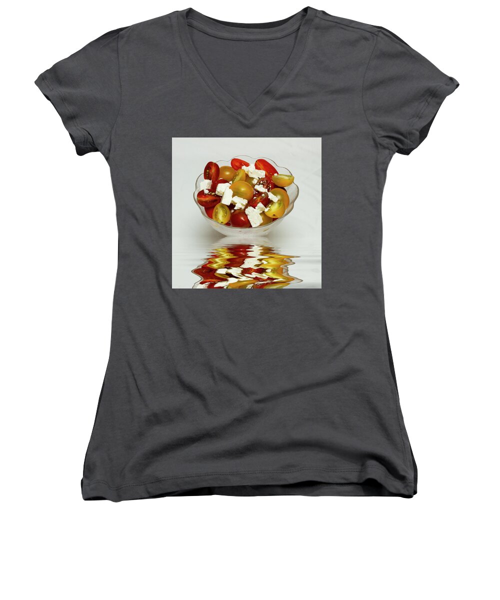 Tomatoes Women's V-Neck featuring the photograph Plum Cherry Tomatoes #2 by David French