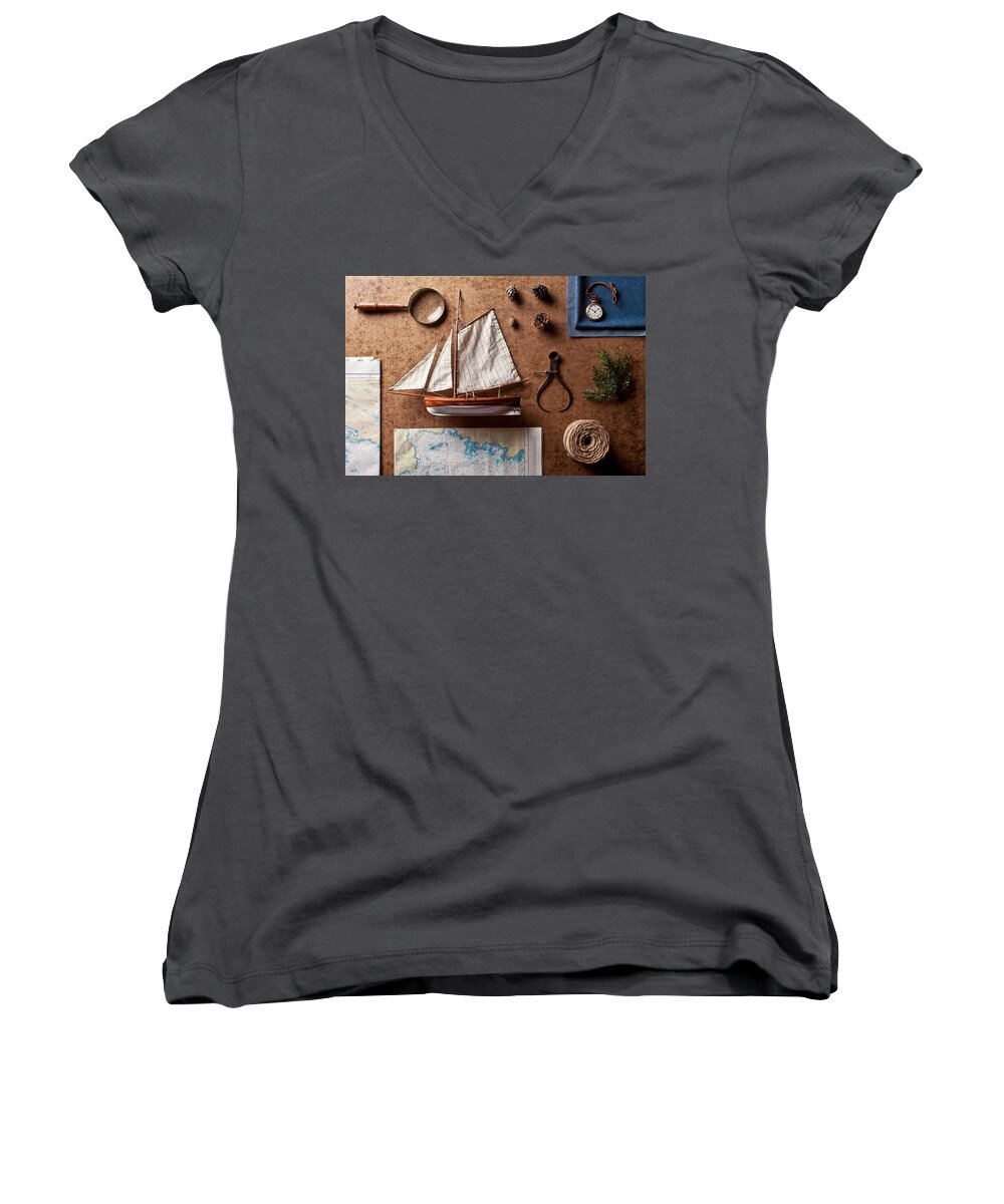 Still Life Women's V-Neck featuring the digital art Still Life #2 by Maye Loeser