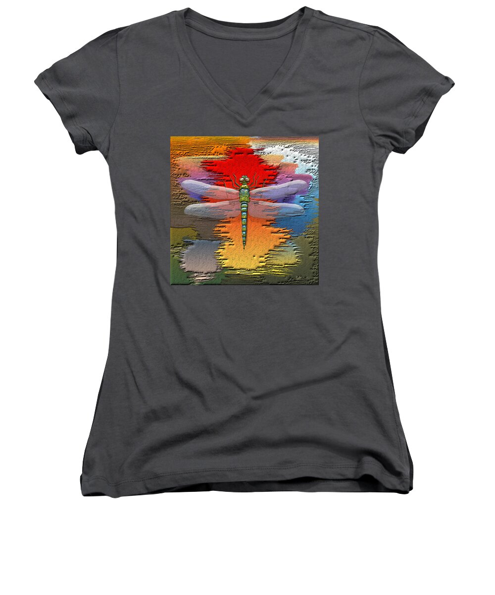 Beasts Women's V-Neck featuring the photograph The Legend Of Emperor Dragonfly #2 by Serge Averbukh