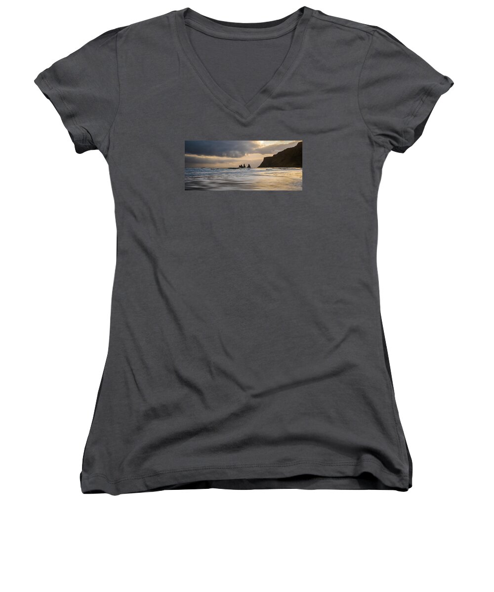  Women's V-Neck featuring the photograph Reynisdrangar #3 by James Billings