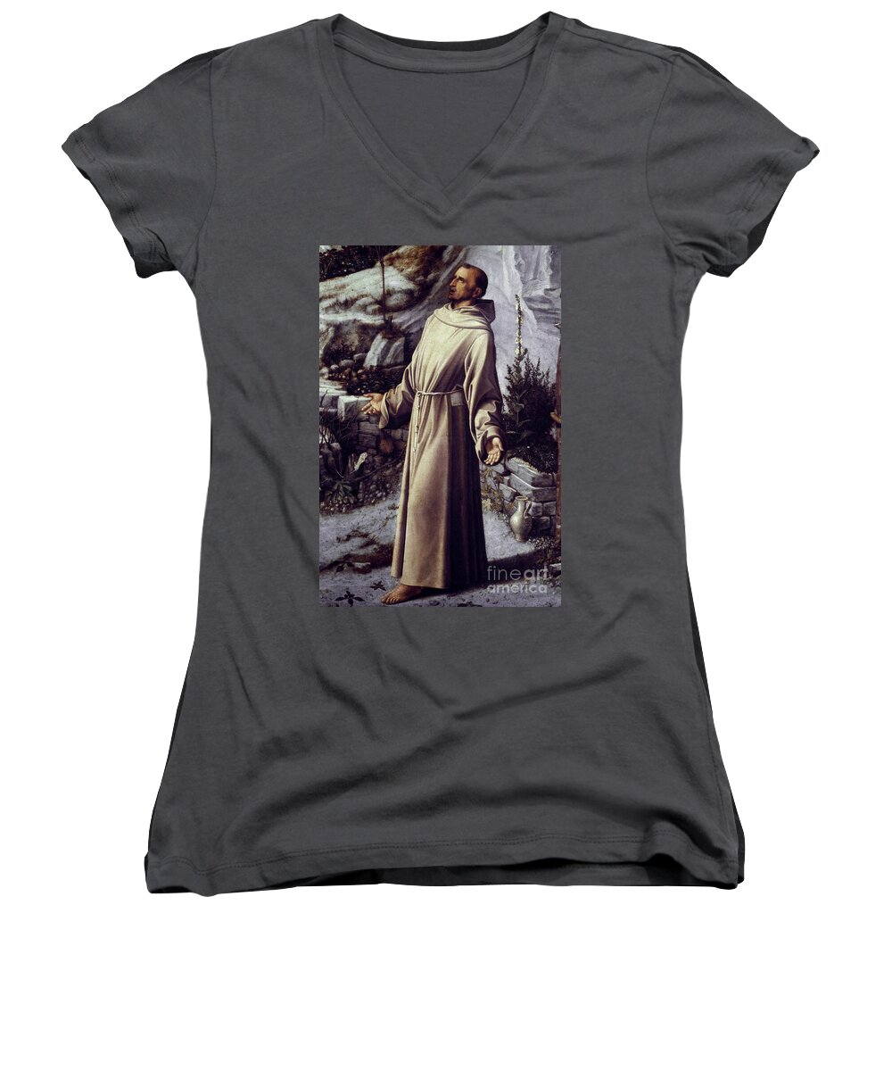 12th Century Women's V-Neck featuring the painting St. Francis Of Assisi #3 by Granger