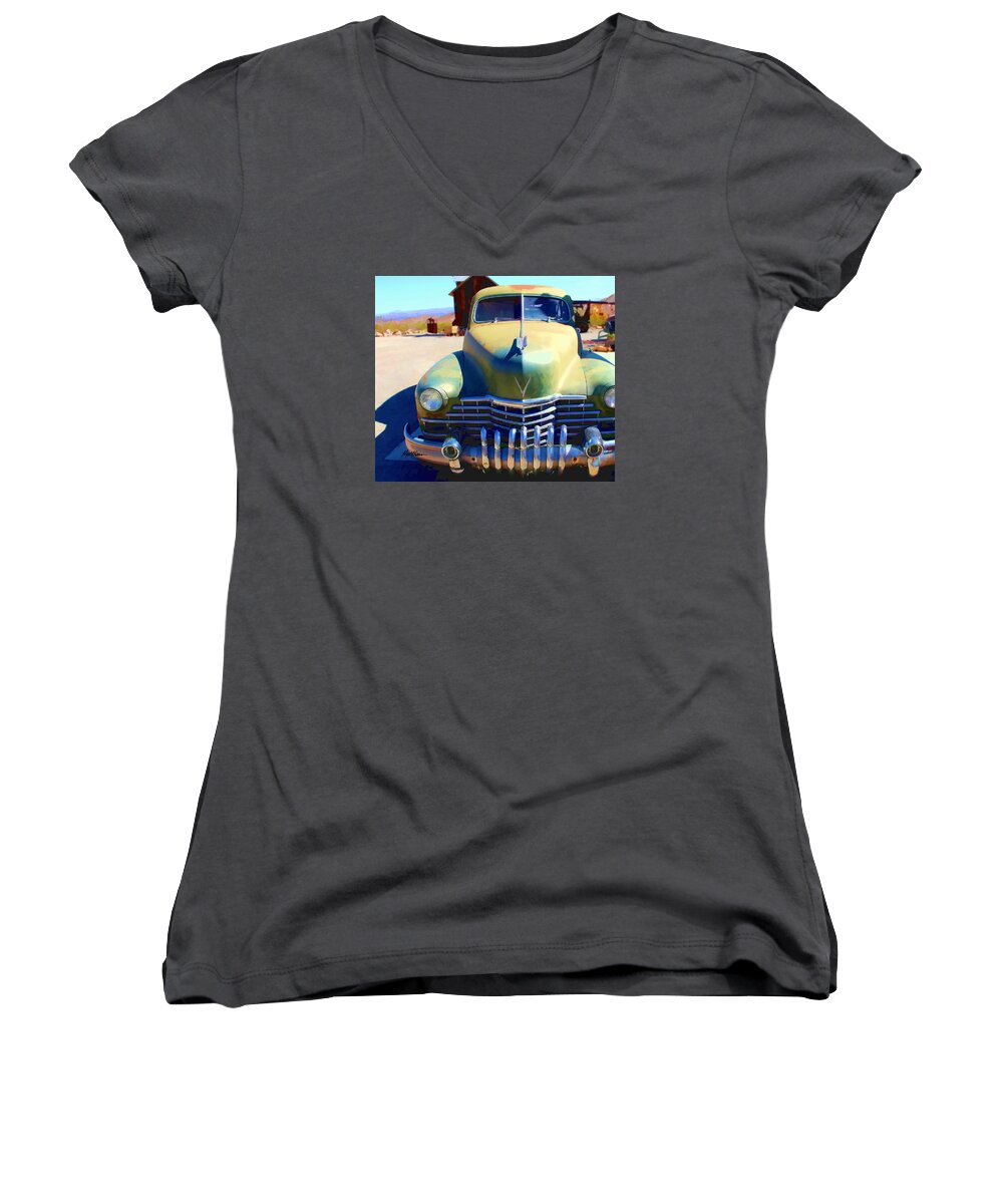 Tachatticup Women's V-Neck featuring the photograph Techatticup Mine Ghost Town NV #2 by Marti Green