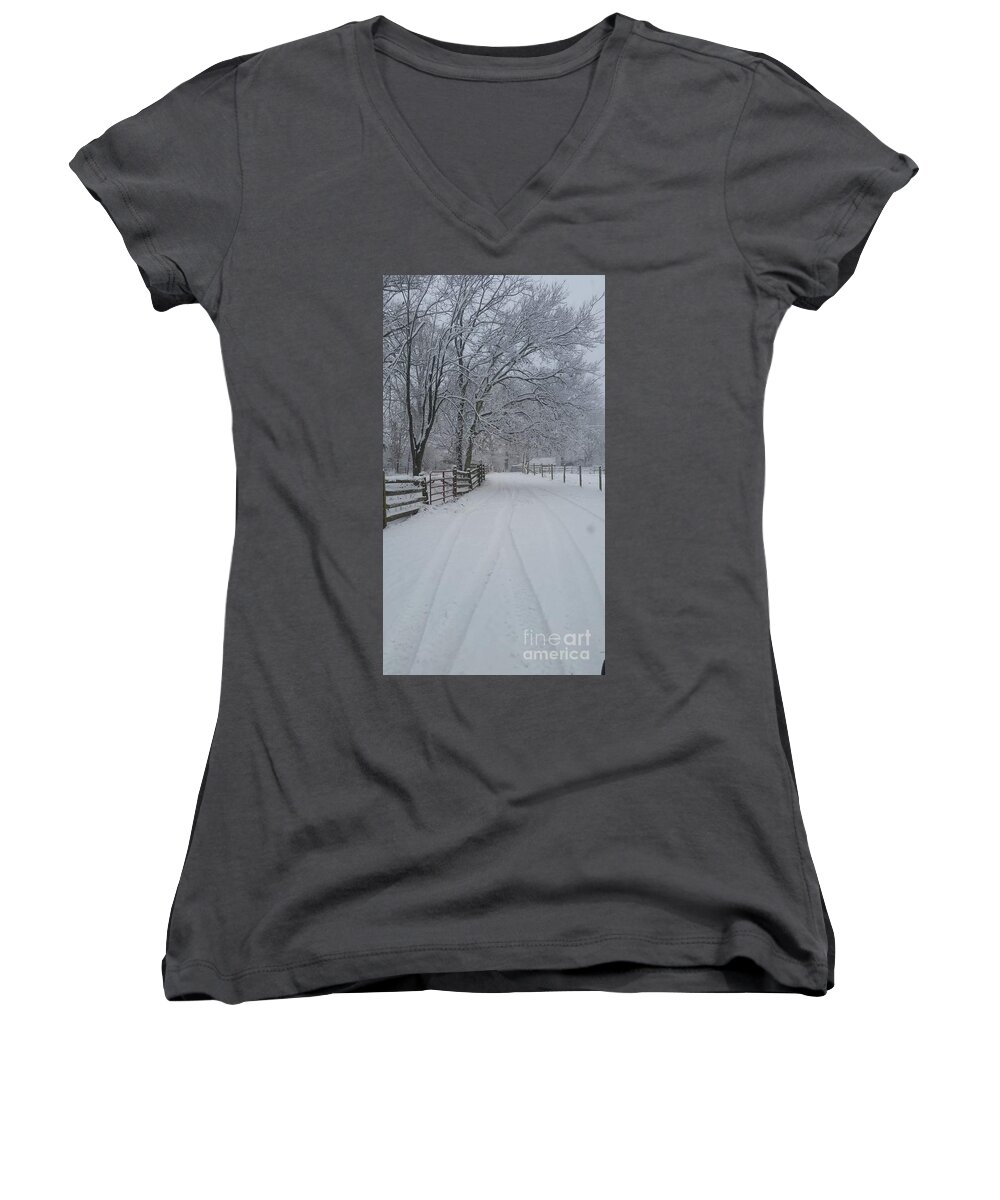 Nature Women's V-Neck featuring the photograph The Path #3 by Rabiah Seminole