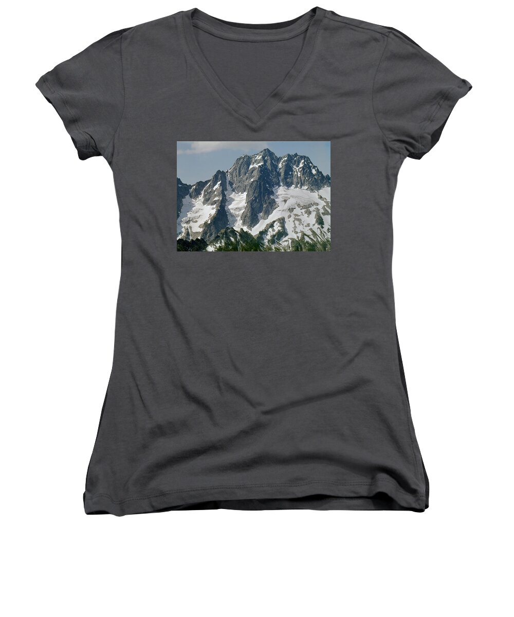 North Face Women's V-Neck featuring the photograph 304630 North Face Mt. Stuart by Ed Cooper Photography