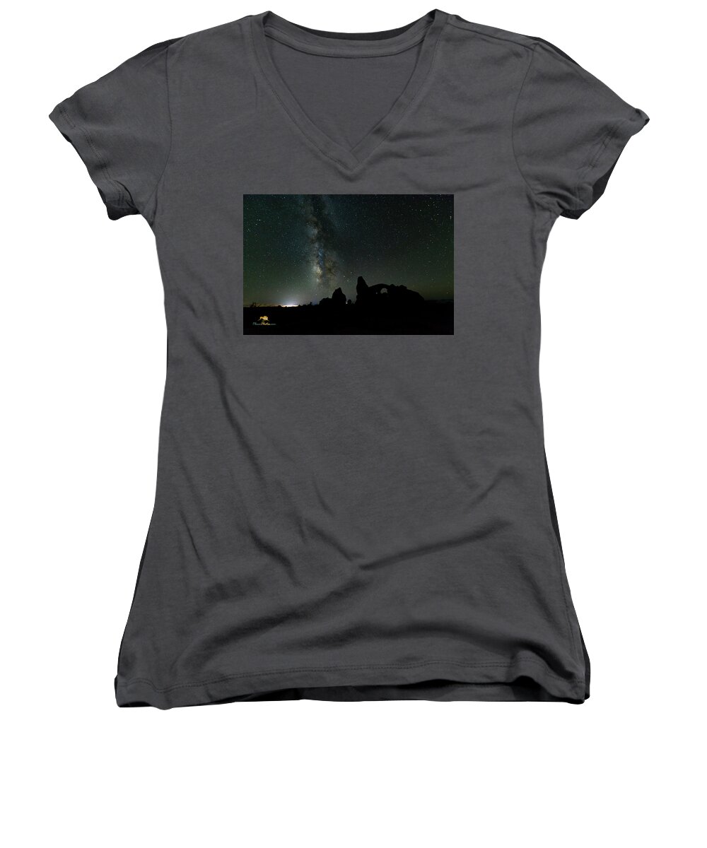 Colorado Plateau Women's V-Neck featuring the photograph The Milky Way #3 by Jim Thompson