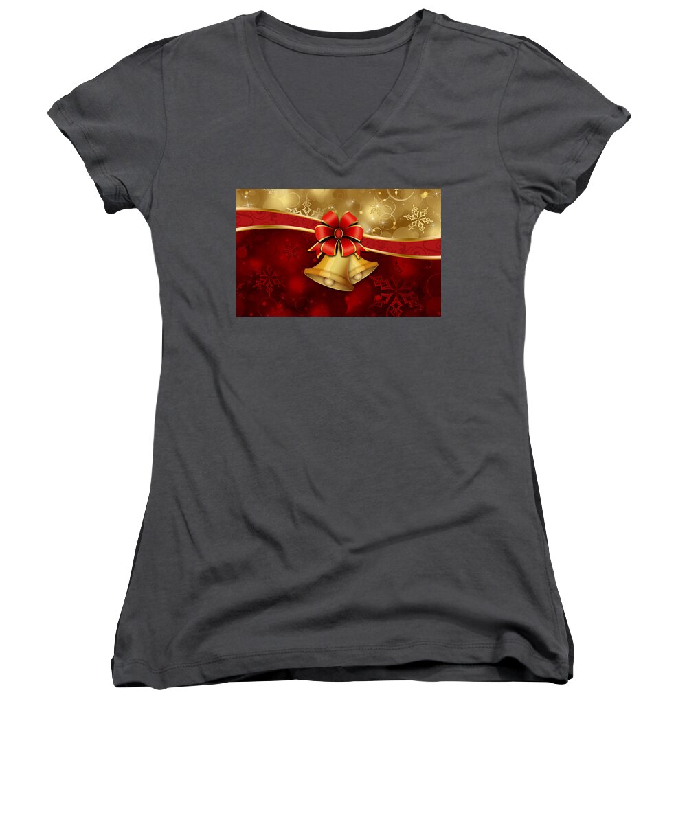 Christmas Women's V-Neck featuring the digital art Christmas #46 by Super Lovely