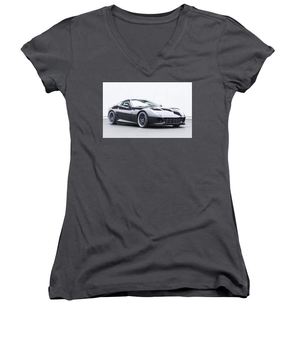 Ferrari Women's V-Neck featuring the photograph Ferrari #5 by Jackie Russo