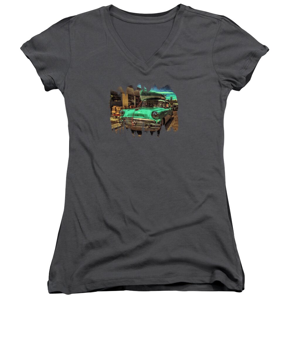 Buicks Women's V-Neck featuring the photograph 57 Buick - Just Coolin' It by Thom Zehrfeld