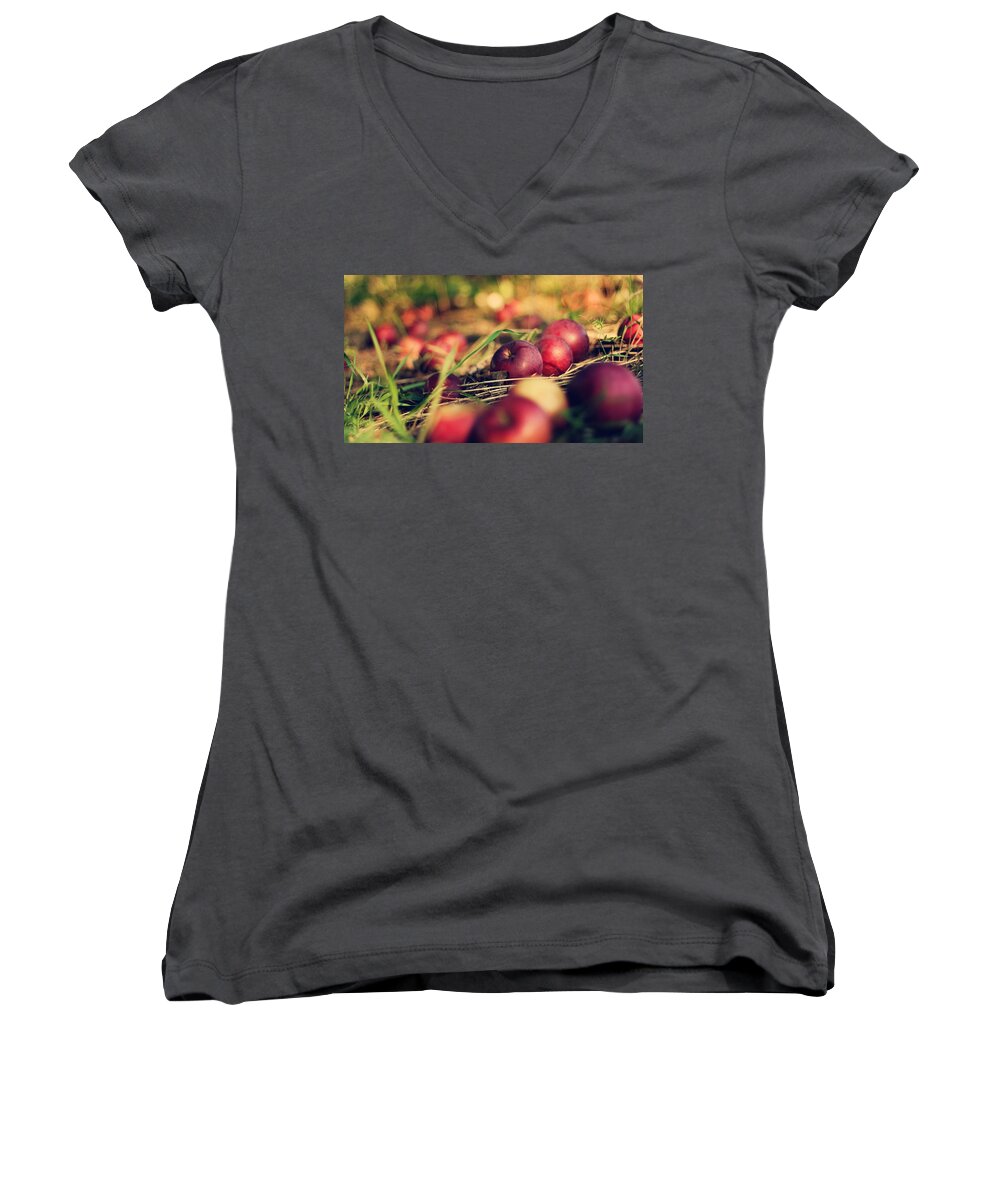 Apple Women's V-Neck featuring the photograph Apple #6 by Mariel Mcmeeking