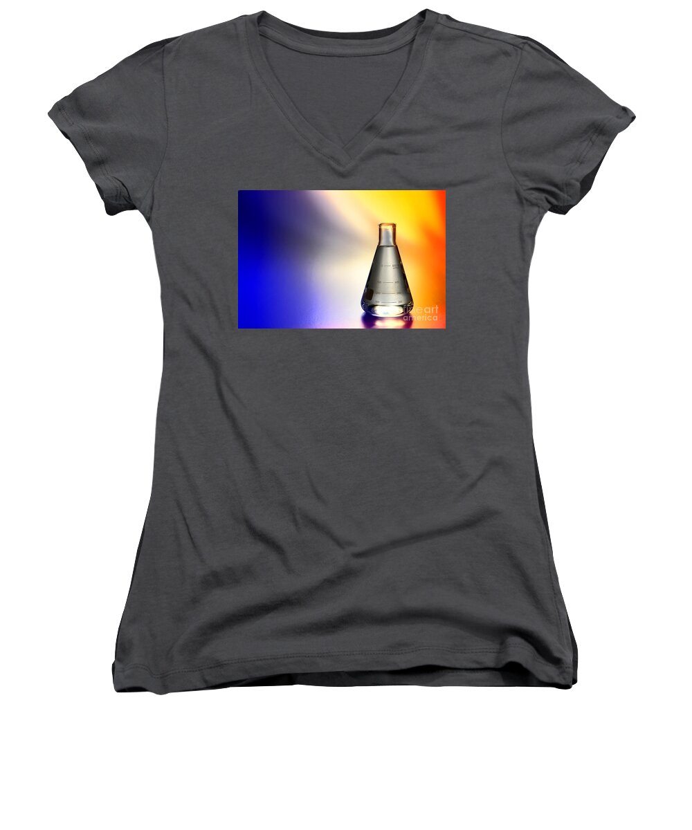Erlenmeyer Women's V-Neck featuring the photograph Laboratory Equipment in Science Research Lab #7 by Science Research Lab