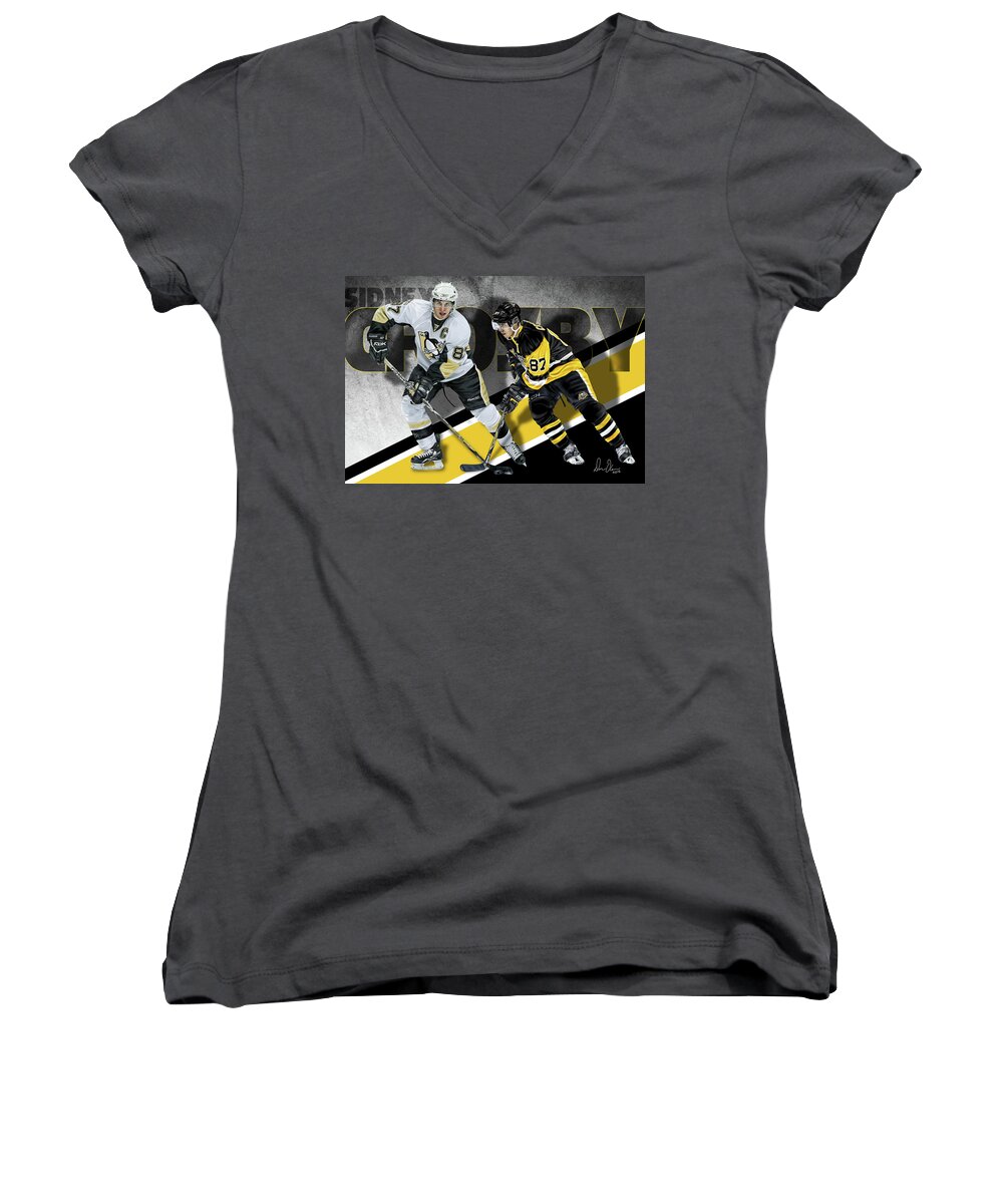 Sideny Crosby Women's V-Neck featuring the photograph Sidney Crosby #9 by Don Olea