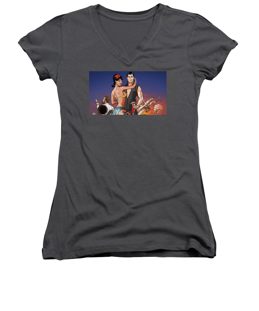Archer Women's V-Neck featuring the digital art Archer #8 by Super Lovely