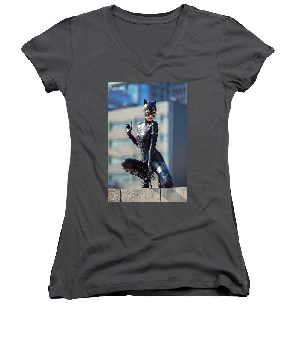 Cosplay Women's V-Neck featuring the photograph Cosplay #8 by Jackie Russo