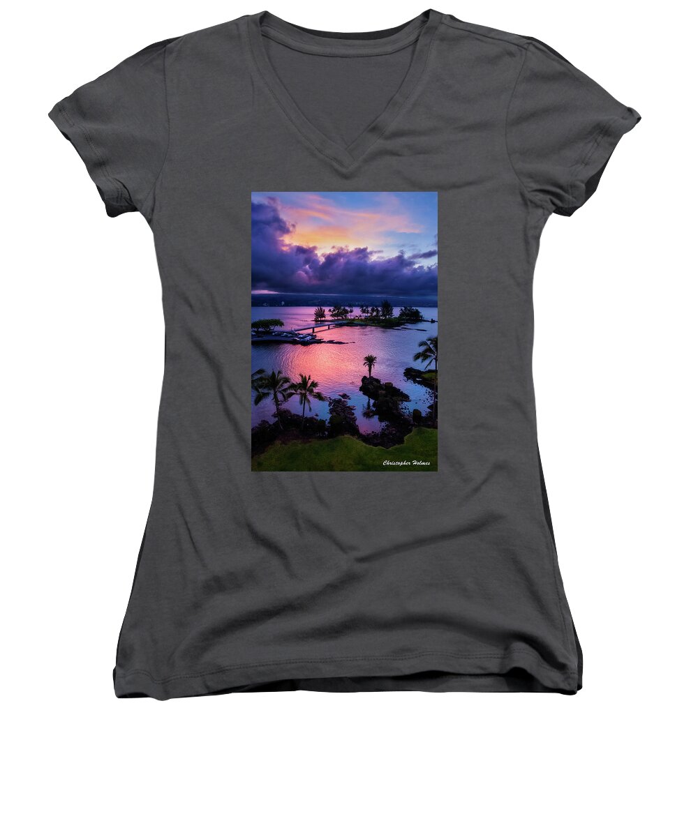 Hawaii Women's V-Neck featuring the photograph A Hilo View by Christopher Holmes
